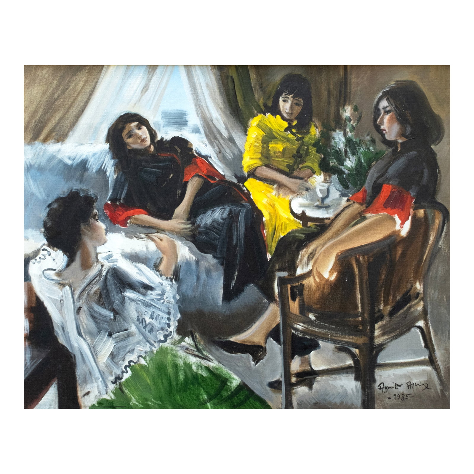 Federico Aguilar Alcuaz (1932 - 2011): Tres Marias Series signed and dated 1985 (lower right) oil on canvas 25" x 31" (64 cm x 79 cm) Accompanied by a certificate issued by Mr. Christian M. Aguilar confirming the authenticity of this lot L