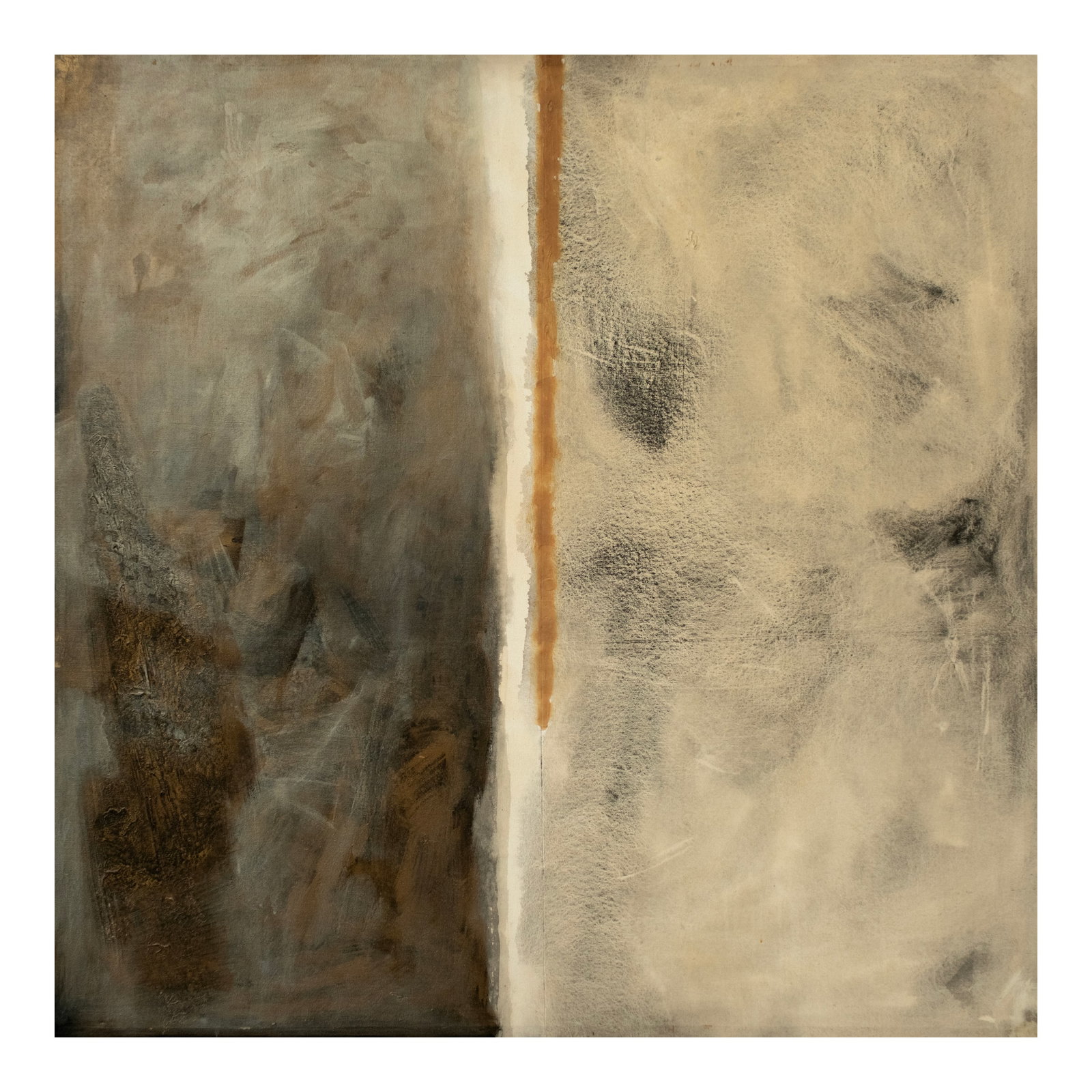 Augusto Albor (b. 1948): Untitled unsigned and undated oil on canvas 57" x 57" (145 cm x 145 cm) PROVENANCE Private collection, Manila Minimalist and metallic. These are the simplest words to describe Augusto Albor's oeuv