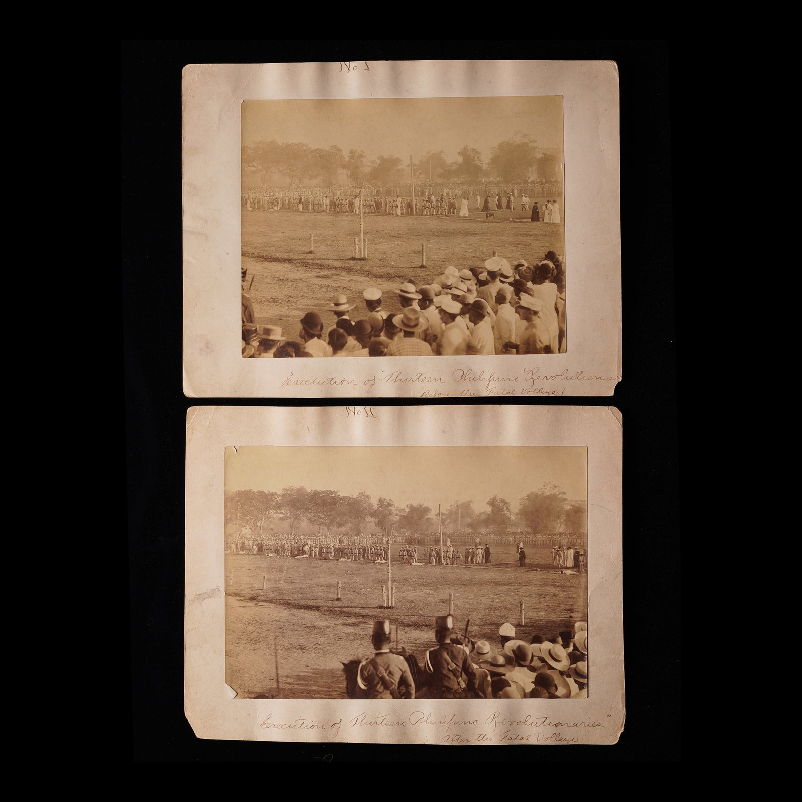 Manuel Arias y Rodr?guez (1850 - 1924): a.) Execution of "Thirteen Philipino (sic) Revolutionaries" Before the Fatal Volleys with notation, "No. I" Original Photograph : Albumen print image: 6 3/4” x 8 1/4” (17 cm x 21 cm) with 
