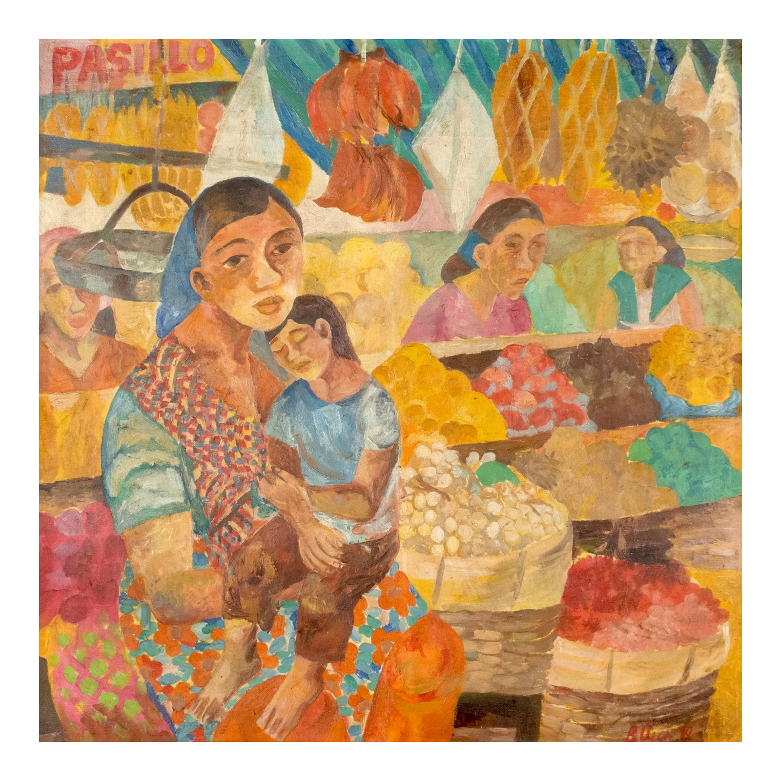 Norma Belleza (b. 1939): Mag-Ina Sa Palengke signed and dated 1980 (lower right) oil on canvas 24" x 24" (61 cm x 61 cm) Accompanied by a certificate signed by the artist confirming the authenticity of this lot 