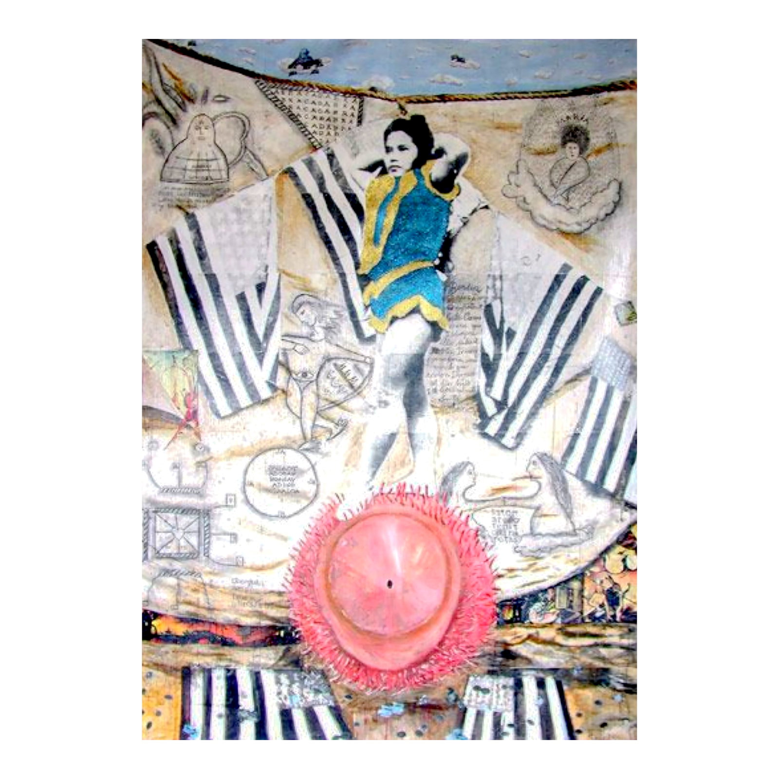 Santiago Bose (1949 - 2002): Pinay's Curtain Call 2000 mixed media on canvas 102" x 74" (259 cm x 188 cm) Accompanied by a certificate issued by Silverlens confirming the authenticity of this lot PROVENANCE Private c
