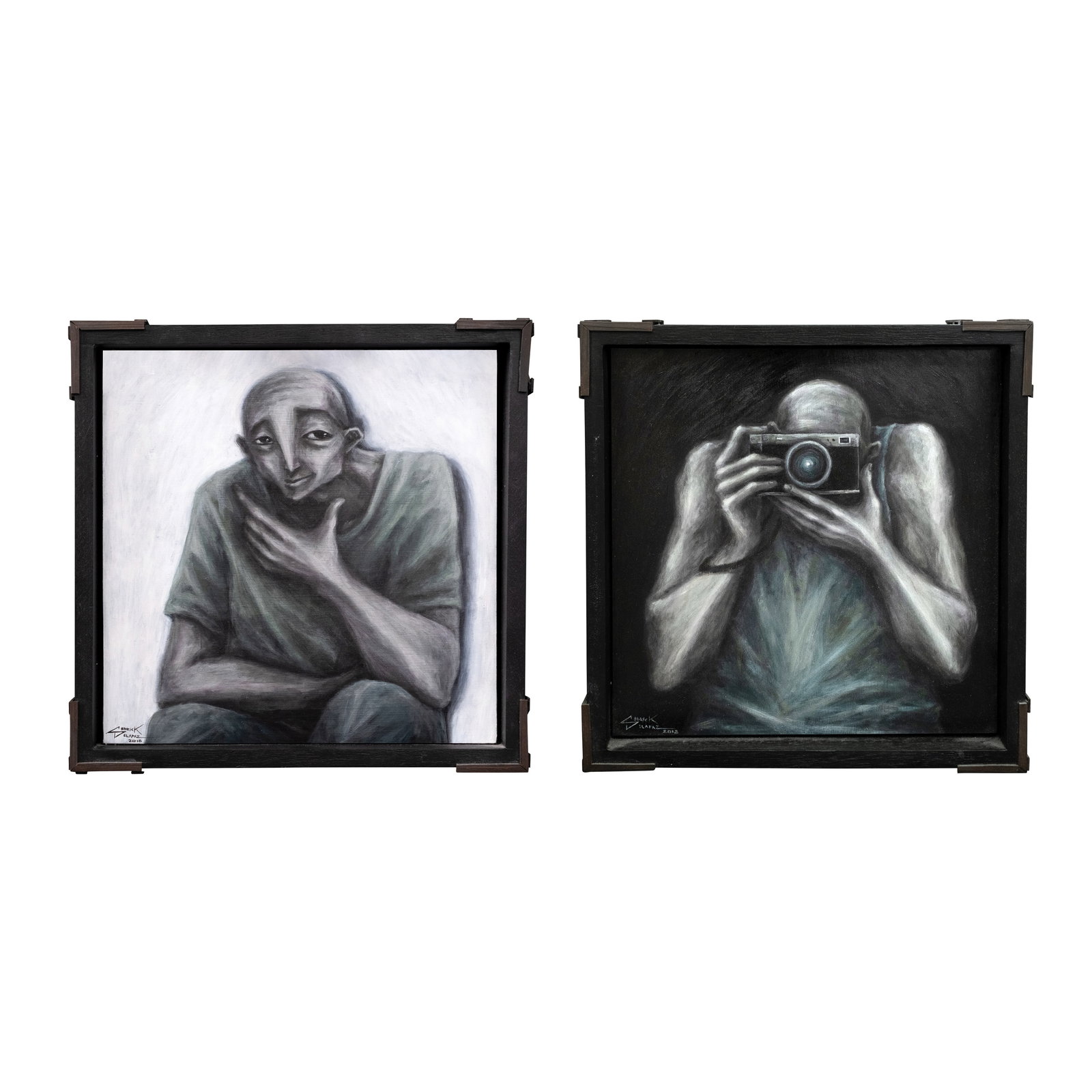 Cedrick Dela Paz (b.1995): a.) 1x1 signed and dated 2018 (lower left) acrylic on canvas 12" x 12" (30 cm x 30 cm) b.) Wantutri signed and dated 2018 (lower left) acrylic on canvas 12" x 12" (30 cm x 30 cm) PRO