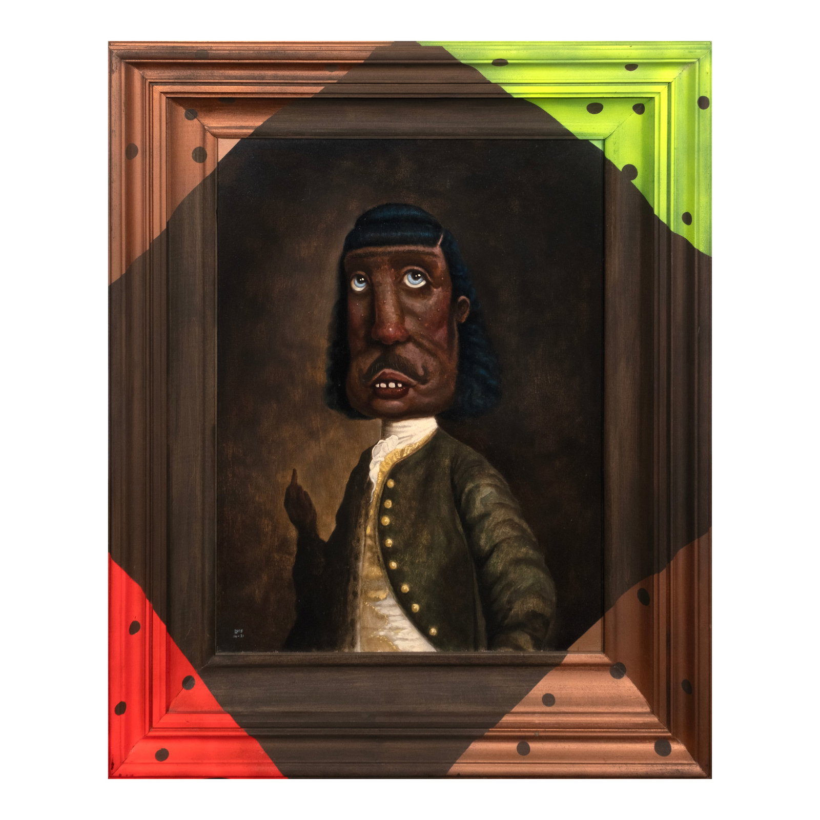 Luis Lorenzana (b. 1979): Painting Number 6 (Bronze, Hot Red, Neon Green) signed and dated 2021 (lower left) oil and enamel spray paint on canvas 33" x 27" (84 cm x 69 cm) Accompanied by a certificate issued by Secret F