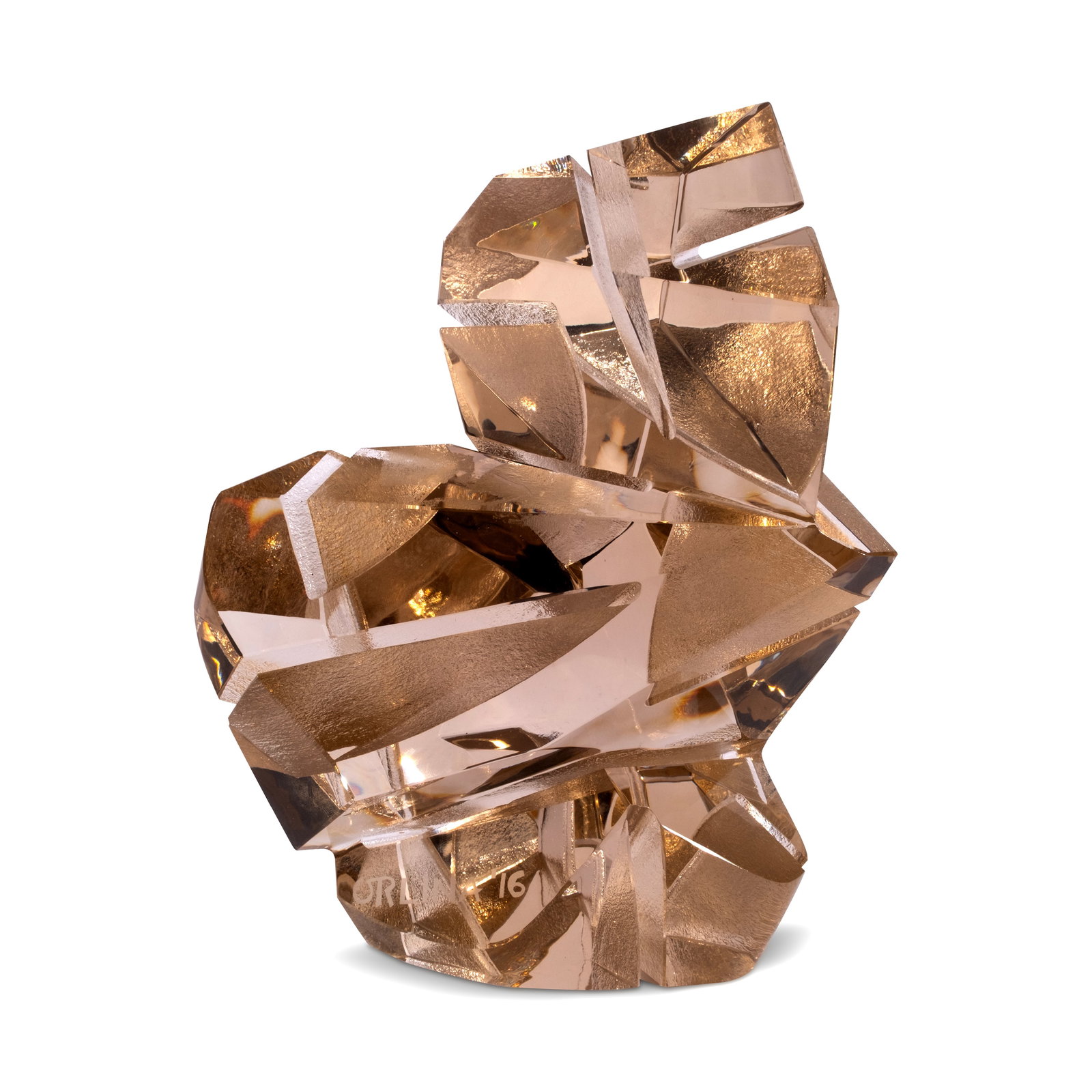 Ramon Orlina (b. 1944): Reverie in Amber signed and dated 2016 carved peach amber crystal H: 9 1/2" (24 cm) L: 4" (10 cm) W: 7 3/4" (20 cm) Accompanied by a certificate signed by the artist confirming the authenticity o