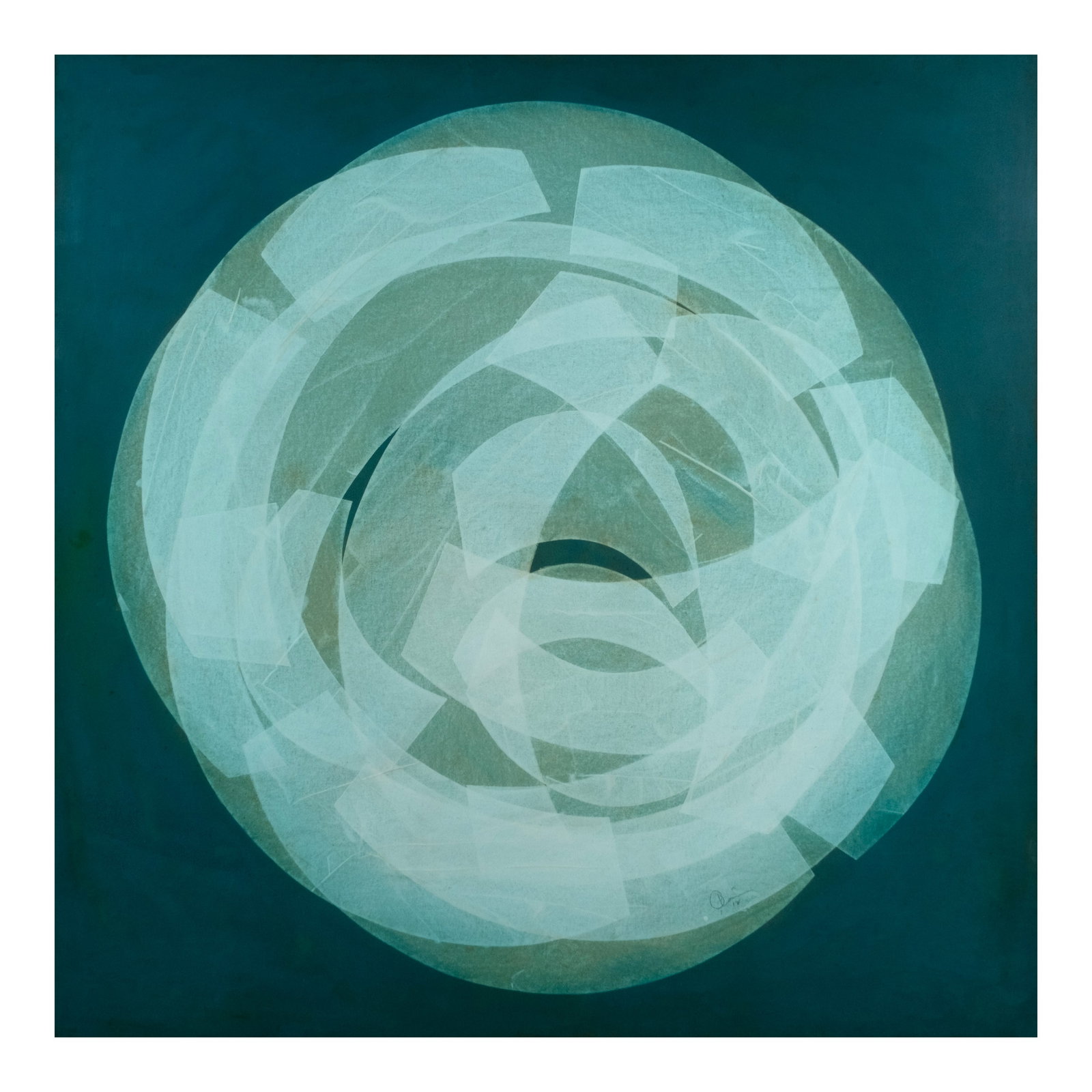 Romulo Olazo (1934 - 2015): Diaphanous #870 signed and dated 2012 (lower right) oil on canvas 48" x 48" (122 cm x 122 cm) Accompanied by a certificate issued by Azool, Inc and Paseo Gallery confirming the authenticity of this lo