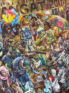 Melvin Culaba (b.1971): Global signed and dated 2002 (upper left) oil on canvas 48” x 36” (122 cm x 91 cm)