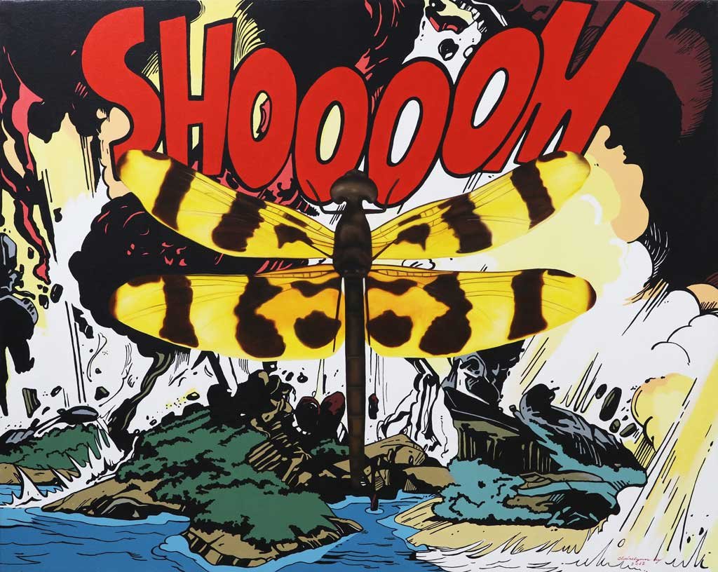 Clairelynn Uy (b.1974): Shoom Dragonfly signed and dated 2012 (lower right) acrylic on canvas 48” x 60” (122 cm x 152 cm)