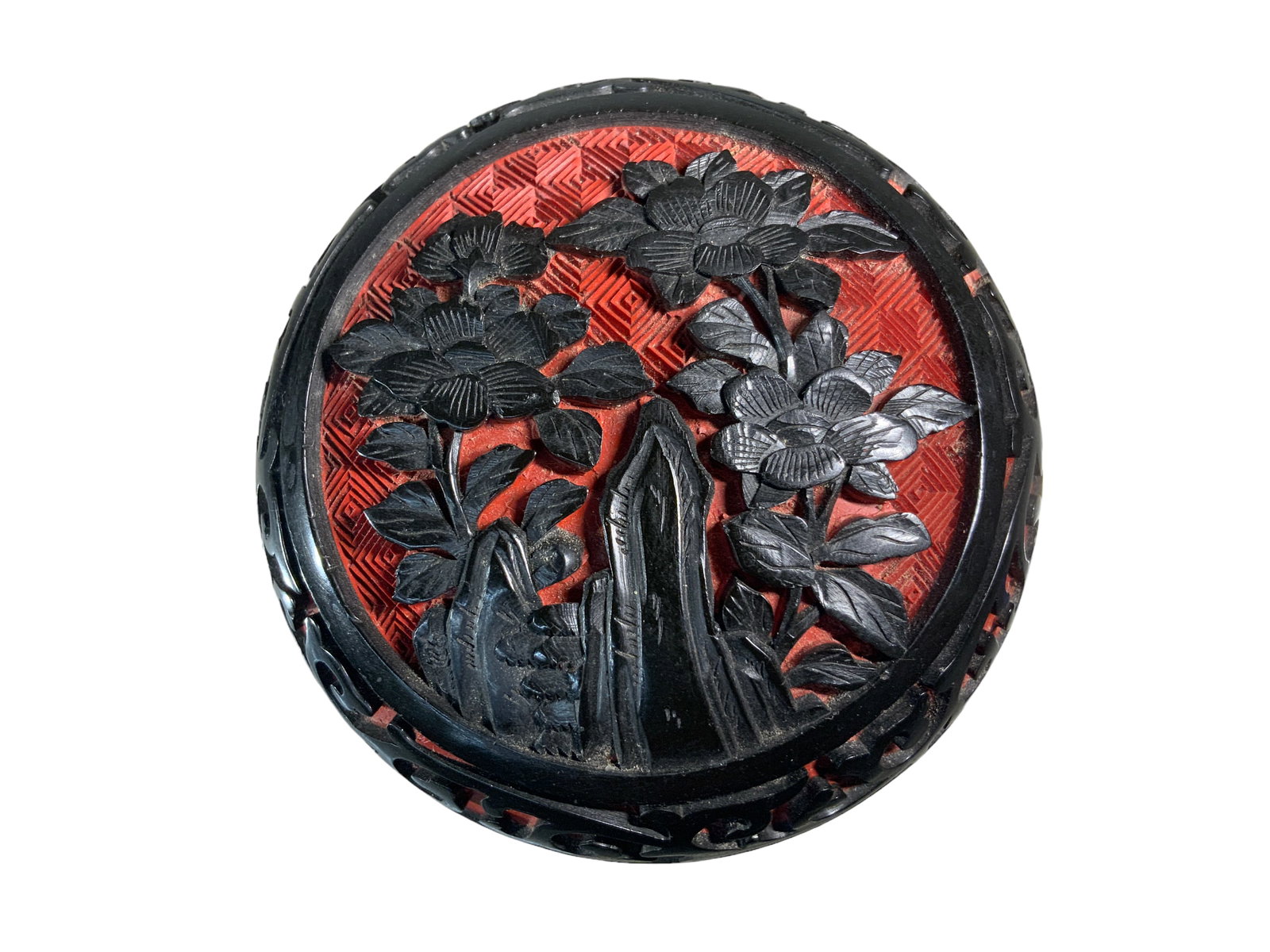 19th or Early 20th C. Chinese Red and Black Cinnabar with Enamel Covered Box. (1 of 5)