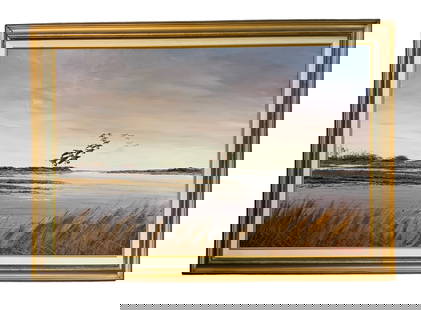 Hank Walker (1919-1995) Oil on Canvas of Flock of Canadian Geese Landing: Hank Walker (1919-1995) Oil on Canvas of Flock of Canadian Geese Landing. In excellent condition. Signed lower right. Sight size is 23.5’ by 35.5”. Shipping for this lot is available ONLY via