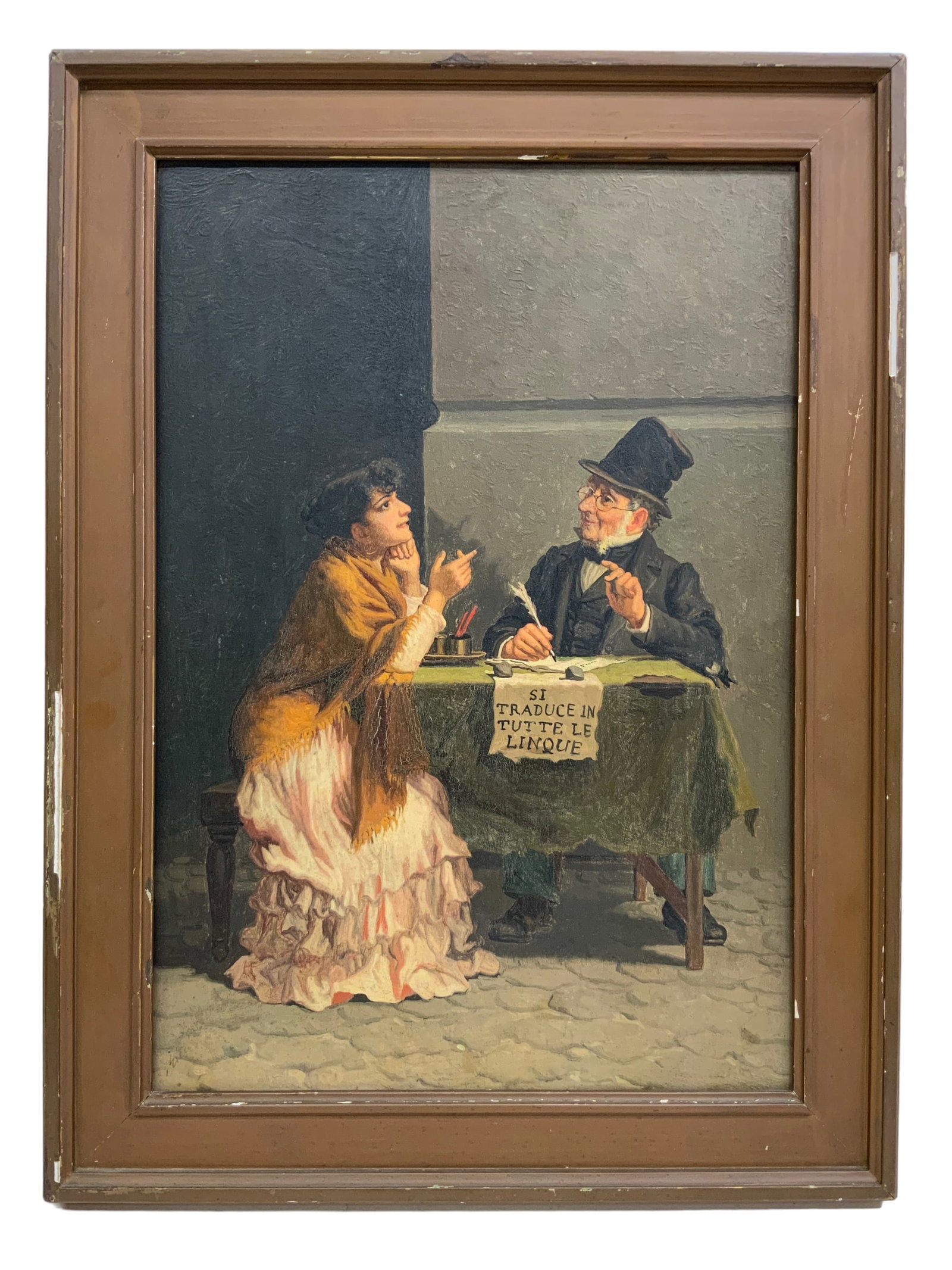 Arturo Ricci (1854-1919) Oil on Cradled Panel The Translator (1 of 6)