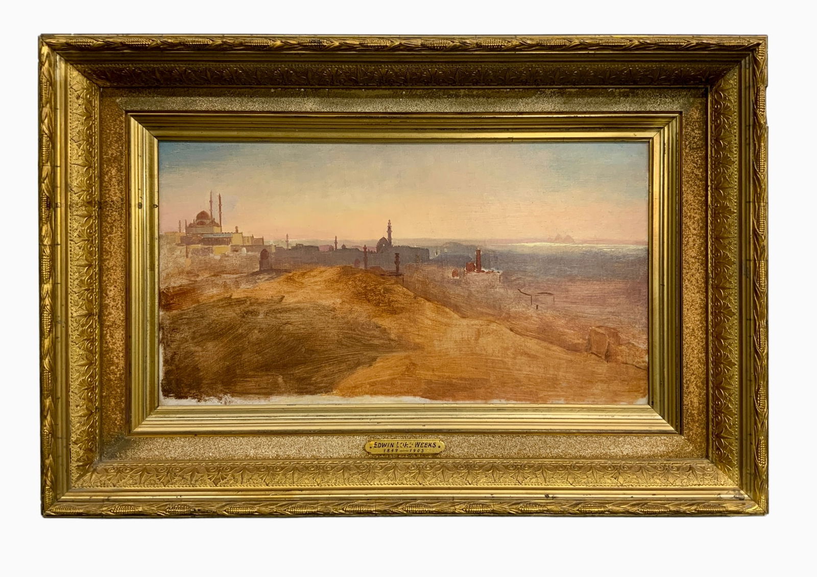 Attributed to Edwin Lord Weeks (1849-1903) Oil on Canvas Sketch of Giza (1 of 5)