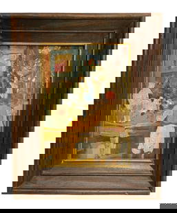 Maurice Bismouth (1891-1965) Oil on Board Arabian Grocer Shop: Maurice Bismouth (1891-1965) Oil on Board Arabian Grocer Shop. Sight size is approx. 7” by 5”. Frame size is approx. 9.25” by 7.5”. Signed lower left and titled verso. In