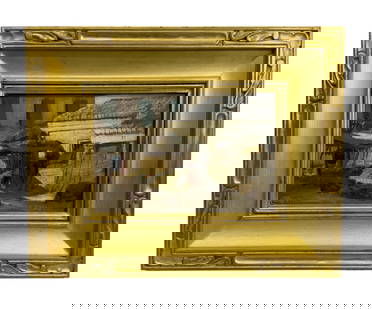 Attributed to Herbert Cyrus Farnum (1866-1925) Oil on Panel Market Morocain.: Attributed to Herbert Cyrus Farnum (1866-1925) Oil on Panel Market Morocain. Sight size 6.5” by 9.25”. Frame size is 11.75” by 14.75”. Titled in pencil lower right “Market