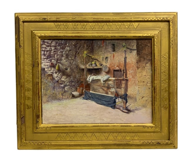 Attributed to Charles James Theriat (American, 1860–1934) Oil on Canvas In the Shadow of the (1 of 5)