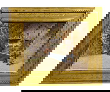 Attributed to Charles James Theriat (American, 1860–1934) Oil on Canvas In the Shadow of the: Attributed to Charles James Theriat (American, 1860–1934) Oil on Canvas In the Shadow of the Afternoon Sun, North Africa. Sight size is approx. 13” by 16”. Frame size is approx.