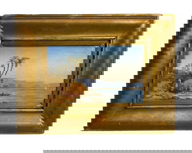 Unsigned 19th Century Oil on Board Nile Scene: Unsigned 19th Century Oil on Board Nile Scene. Sight size is approx. 6.25” by 9.5”. Frame size is approx. 10.5” by 14”. In very good condition.