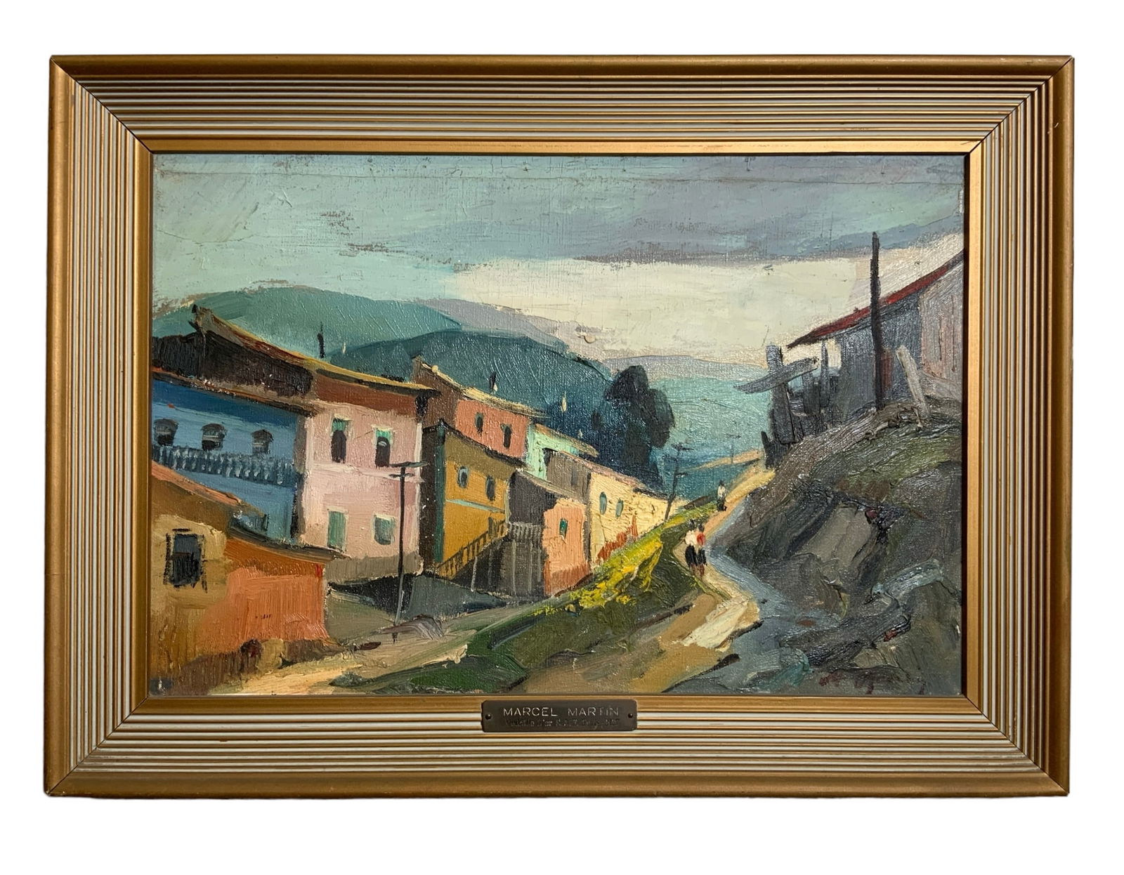 Marcel Martin (1906-1993) Oil on Canvas of Village Scene. (1 of 5)