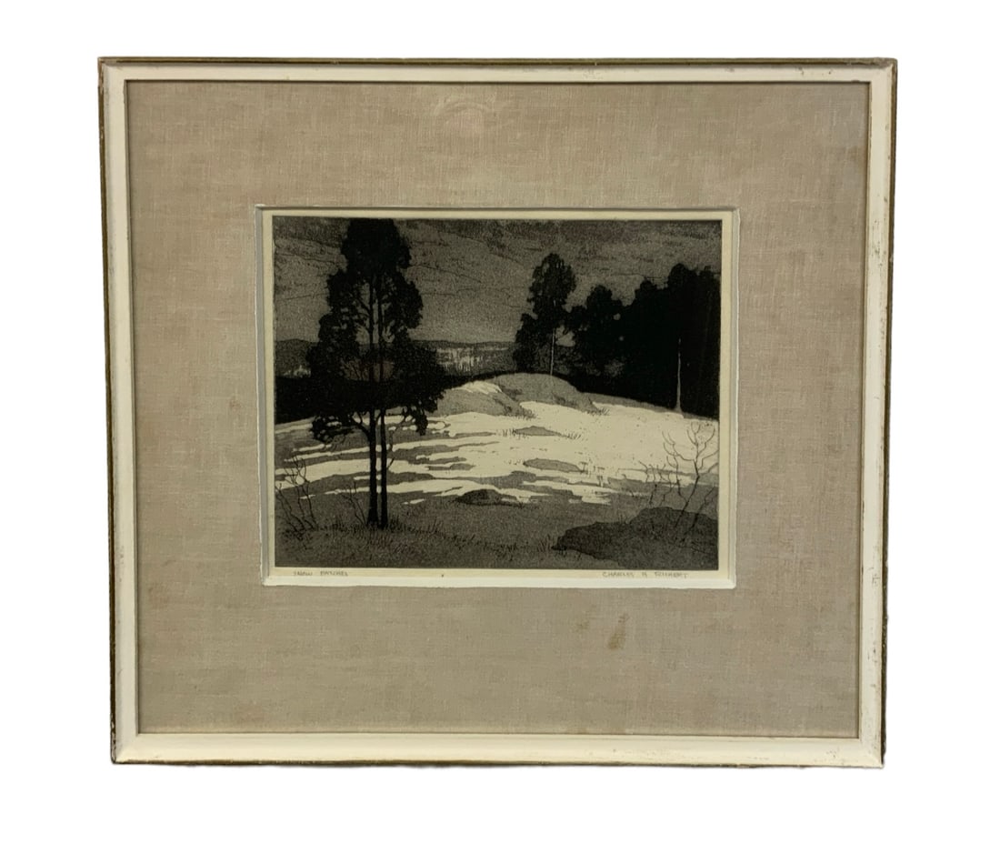 Charles Henry Richert (1880-1974) Etching Snow Patches (1 of 5)