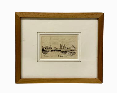 George M. White (Salem, MA 19th C.) Etching of North Bridge Salem, MA