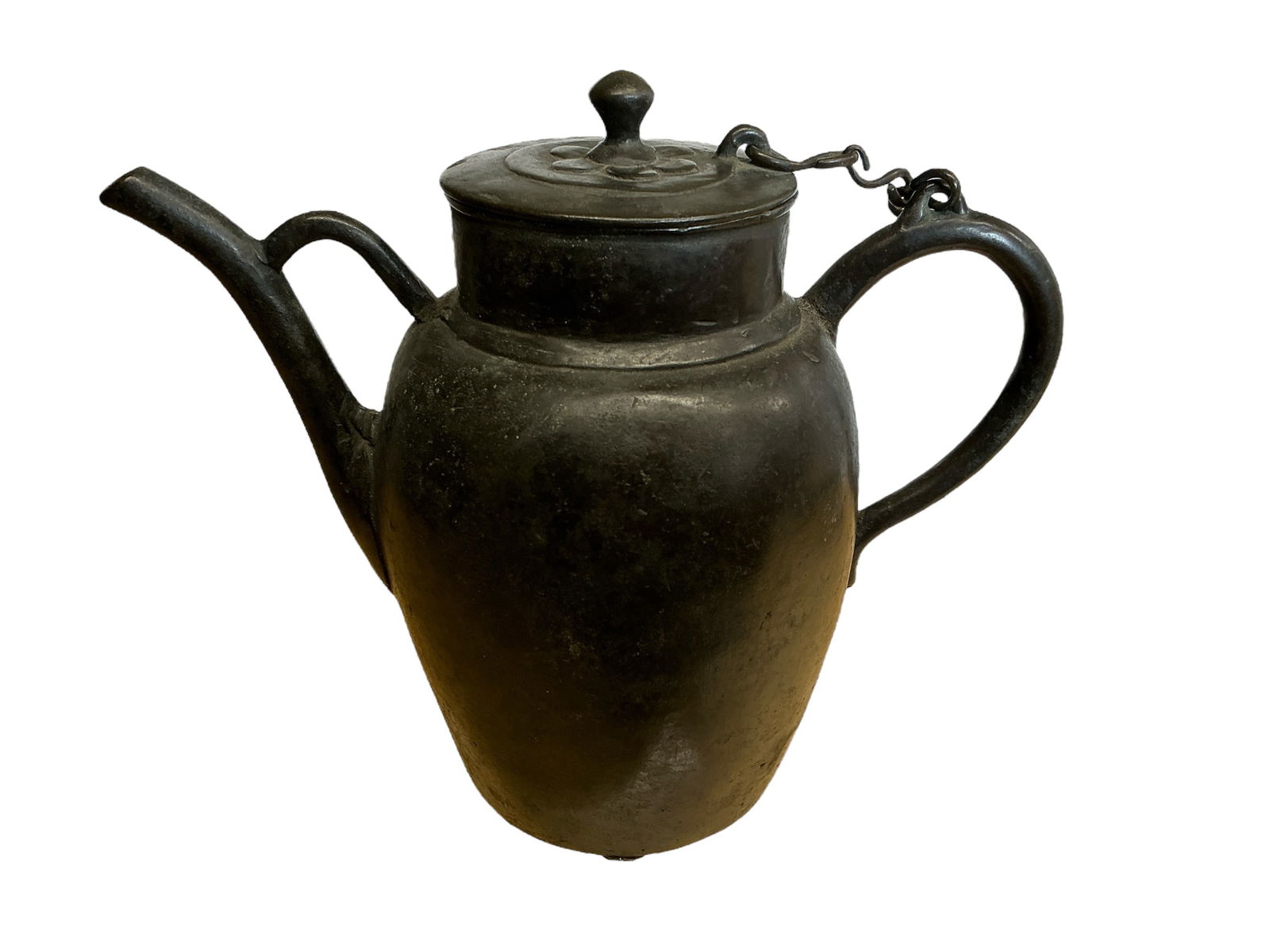 Chinese 17th/18th Century Bronze Teapot With Incised Mark. (1 of 6)