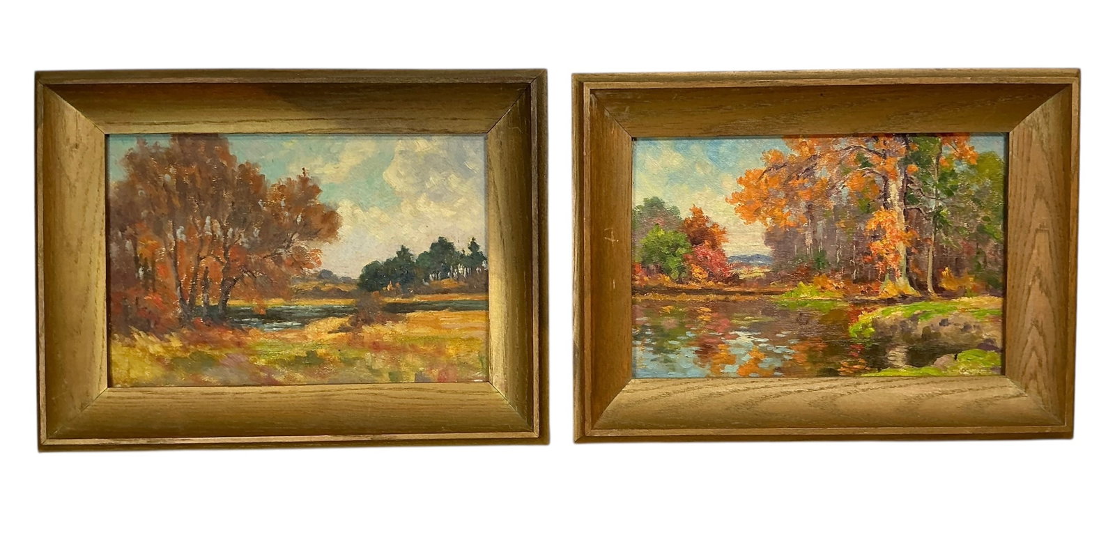 Arthur E Ward (Born 1863) Two Oil on Board Landscapes Stroudwater Maine and November Morning (1 of 6)