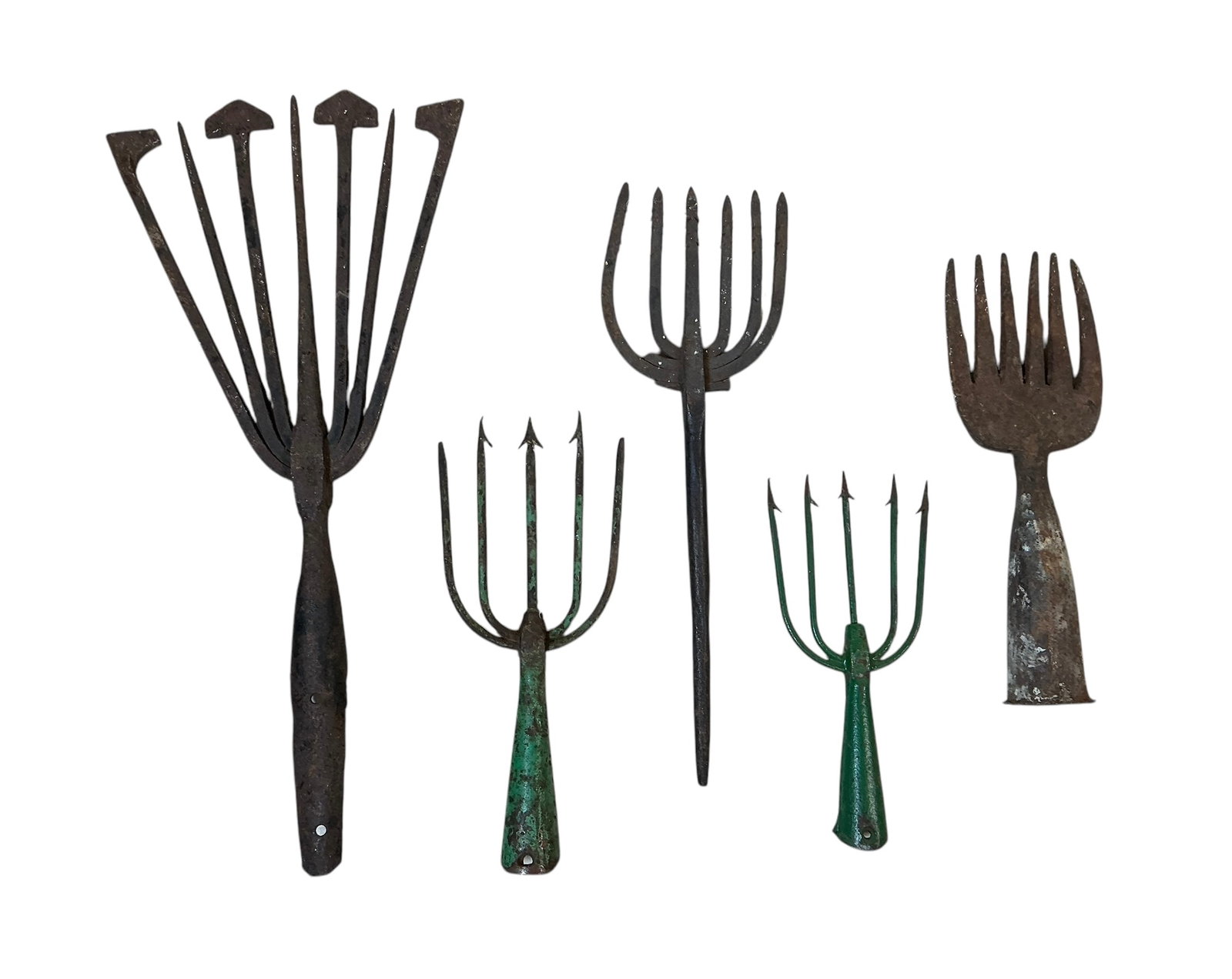 Five Antique Hand Wrought Iron and Vintage Steel Eel Spear Heads. (1 of 5)