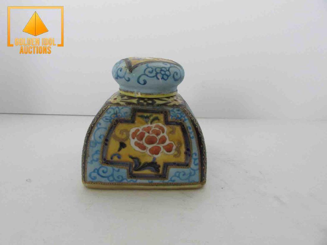 Antique handpainted nippon inkwell: Antique handpainted nippon inkwell, measures 4x6"