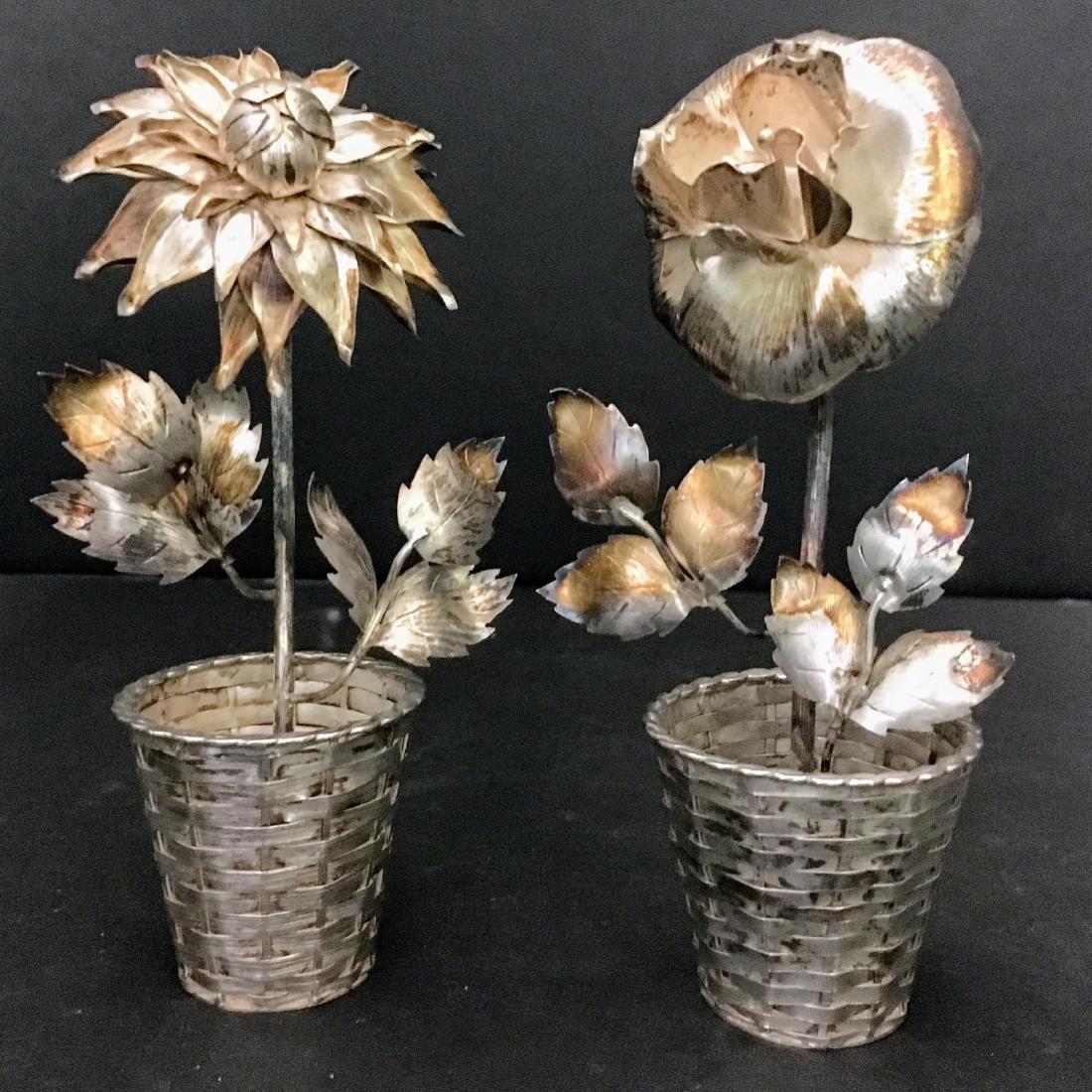 Sterling Silver Vintage potted flowers pair (1 of 6)