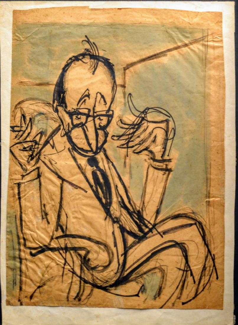 Juan David (b. 1911 - 1981), Cuban Art: Title "Raul Roa", Mixed technique on cardboard, Sketch for the cartoon published in the magazine cuba internacional in 1975. Measures 25 3/4 x 18.5