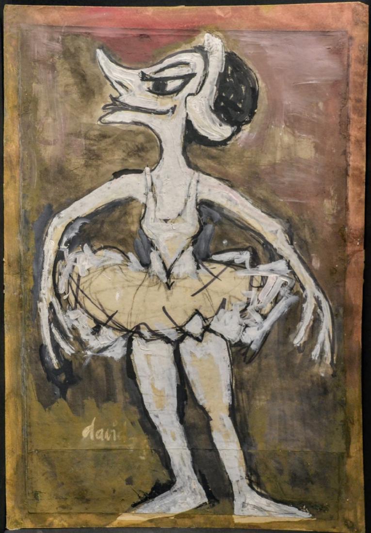 Juan David (b. 1911 - 1981), Cuban Art: Title "Alicia Alonso", Mixed technique on cardboard, signed and dated lower left, measures 29" x 20"