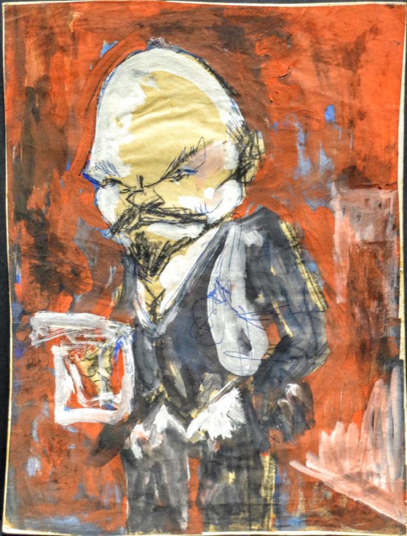 Juan David (b. 1911 - 1981), Cuban Art: Title "Lenin (Union Sovietica)", Mixed technique on paper on cardboard, measures 14" x 10"