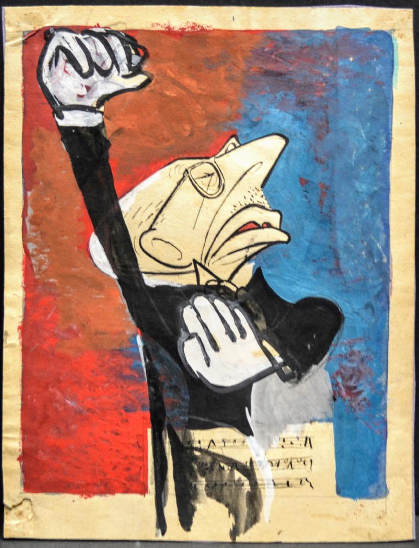 Juan David (b. 1911 - 1981), Cuban Art: Title "Igor Stravinski", Mixed technique on cardboard, without date, measures 13.5" x 11"