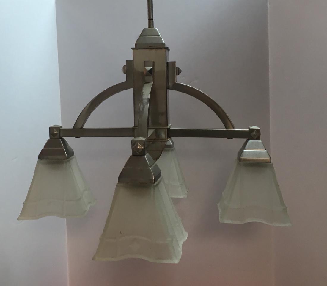 Stainless Steel, glass Art Deco style 4 head ceiling (1 of 1)