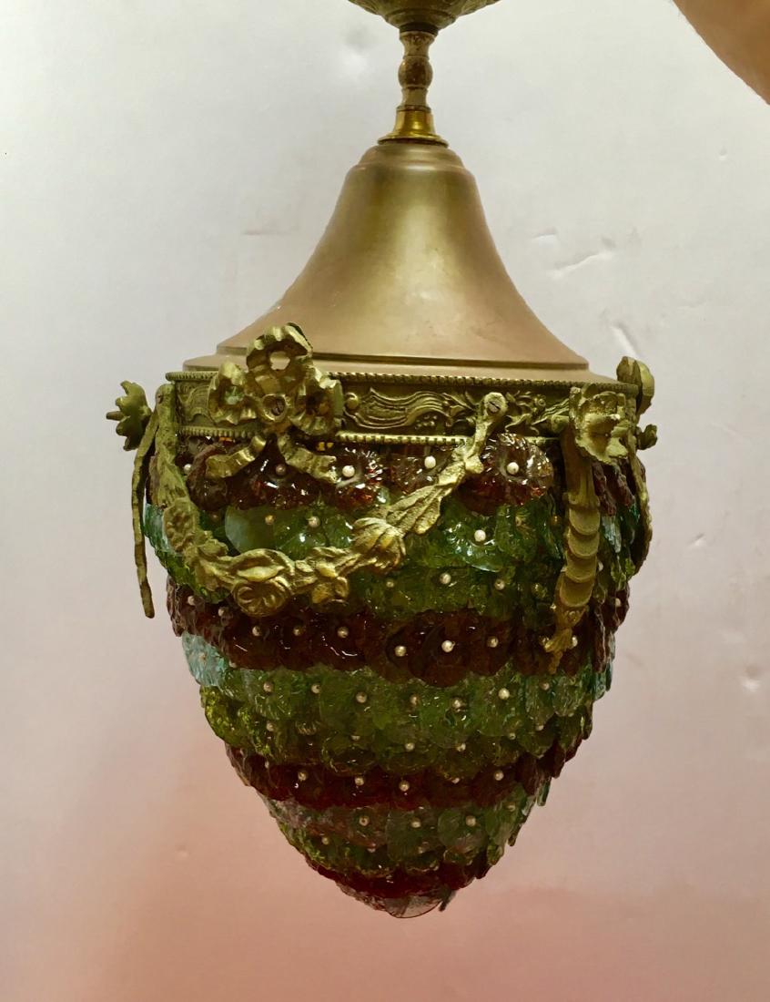 Murano Florettes Antique Vintage Chandelier Czech: Murano Florettes Antique Vintage Chandelier Czech Flowers Glass, measures 19x11,5" inches.