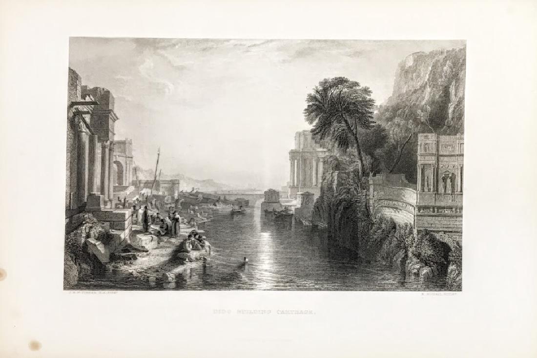 19th Century Engraving, Dido Building Carthage.: Joseph Mallord William Turner, 'Dido Building Carthage, Engraving by E. Goodall, measures 14,5" x 10"