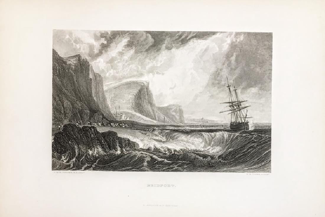 19th Century Engraving, Bridport.: Joseph Mallord William Turner, 'Bridport, Dorsetshire, Engraving by W.B. Cooke', measures 14,5" x 10"