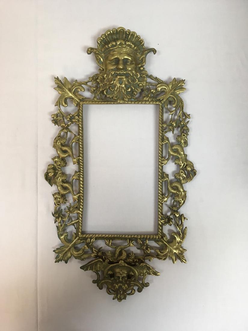 Vintage Bronze Filigree, Bacchus head Mirror Frame (1 of 4)