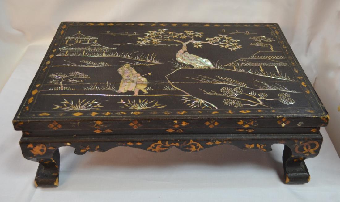 Antique Chinese Lacquered Mother of Pearl Table (1 of 4)