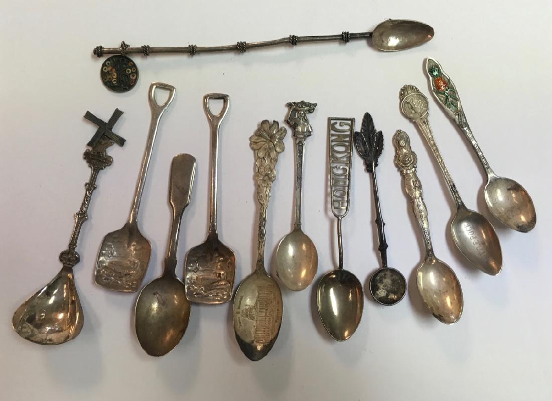 Antique Sterling Silver Collectible set of 12 spoons (1 of 9)