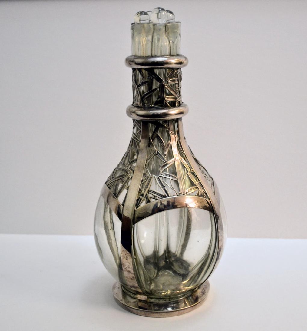 VINTAGE FRENCH STERLING SILVER 4 CHAMBER GLASS LIQUOR (1 of 1)