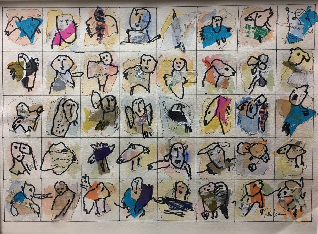 GINA PELLON CUBA CUBAN ART: Mix media and collage on paper, 11' x 15â€, special piece from the 1980's, COA from foundation.