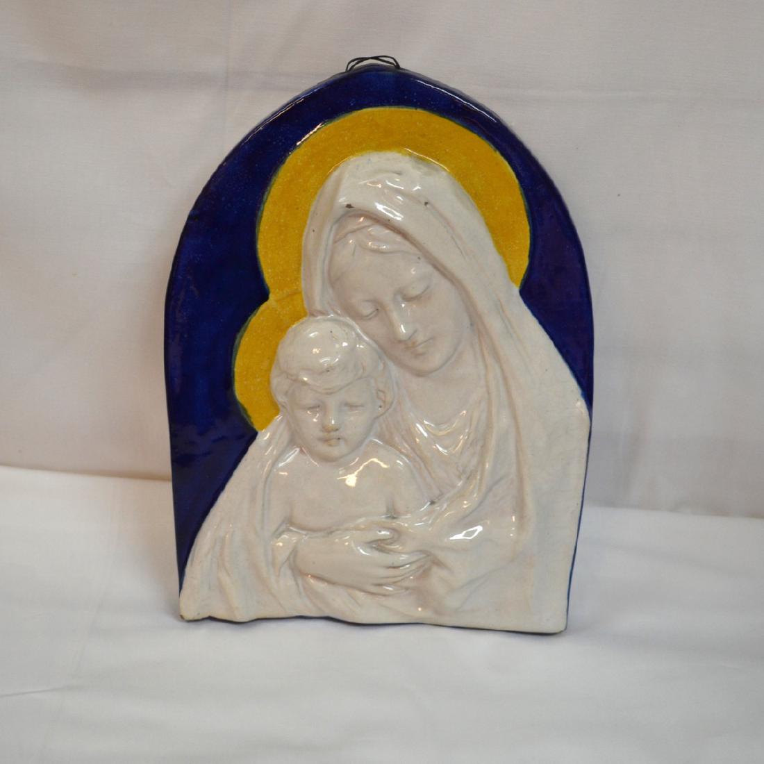 Vintage Della Robbia style Madonna Wall Plaque (1 of 3)