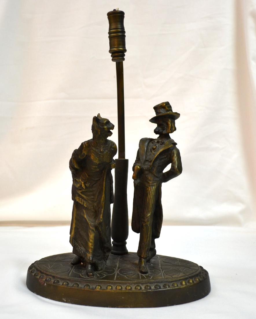 Vintage Rare Bronze   table lamp figure cap woman and (1 of 6)