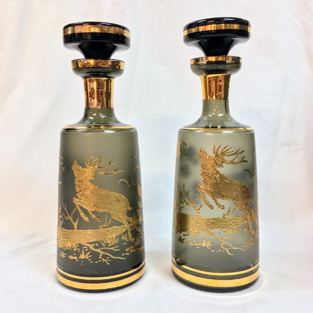 Set of 2 Bohemian crystal Decanters, Mid Century (1 of 4)