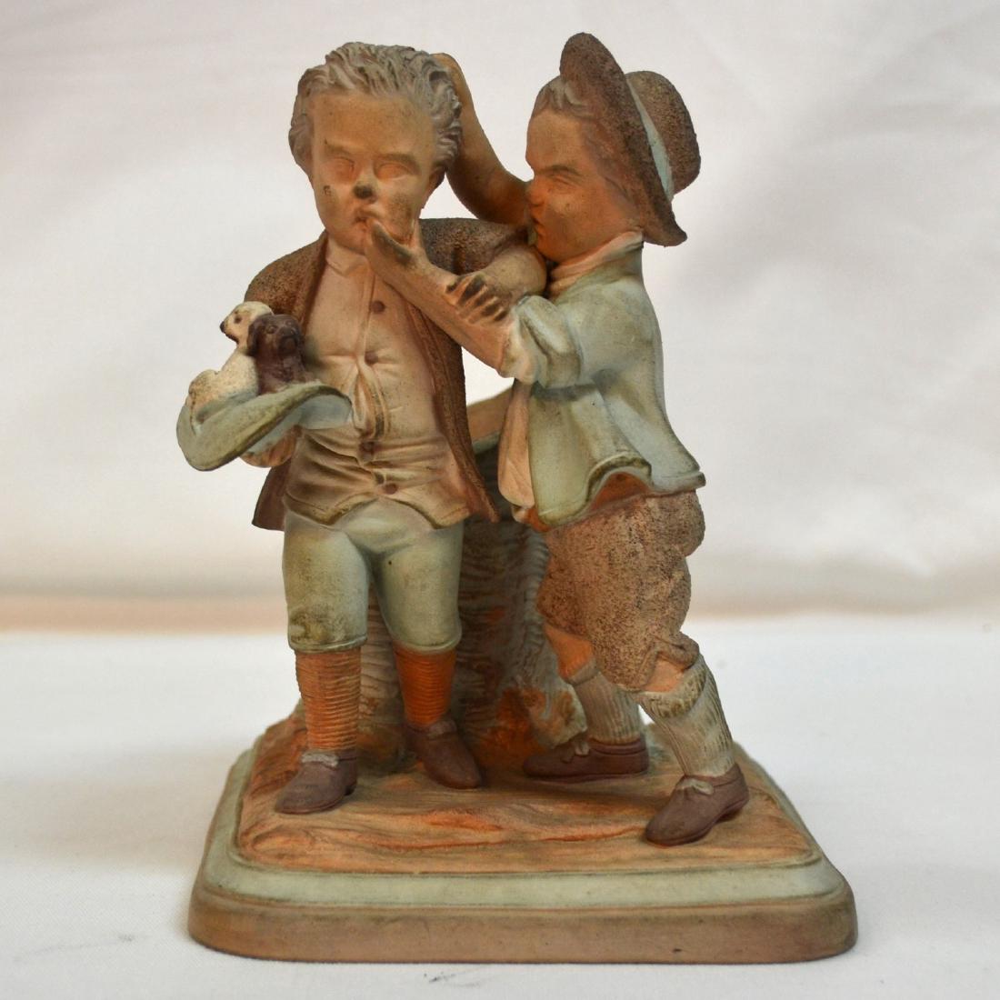 19thc English Terracotta Smoking Stand Two Boys w (1 of 7)