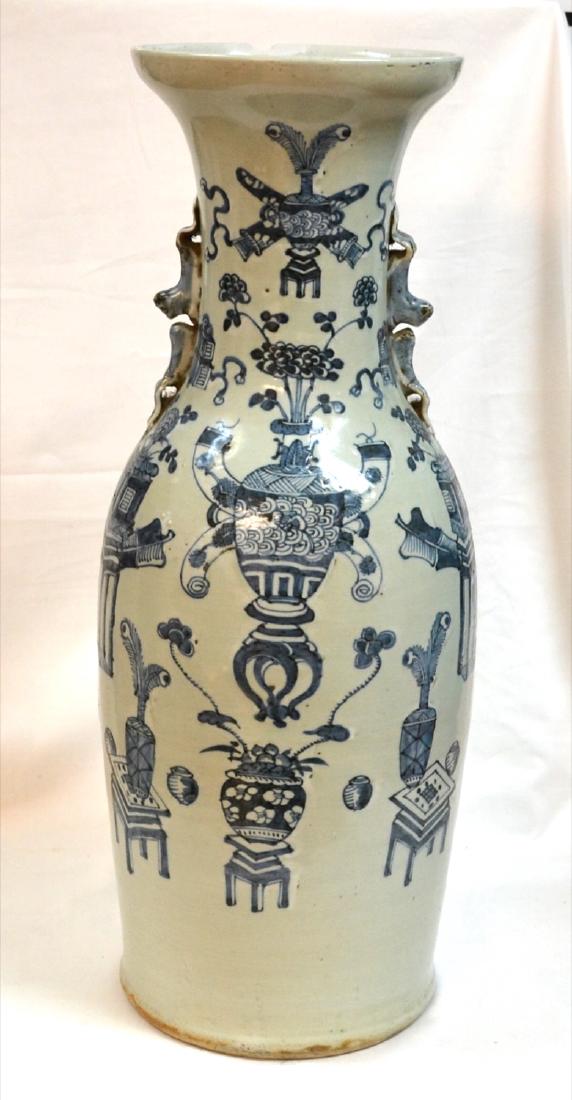 Large Antique Chinese Celadon Blue and White Vase, 19th (1 of 5)