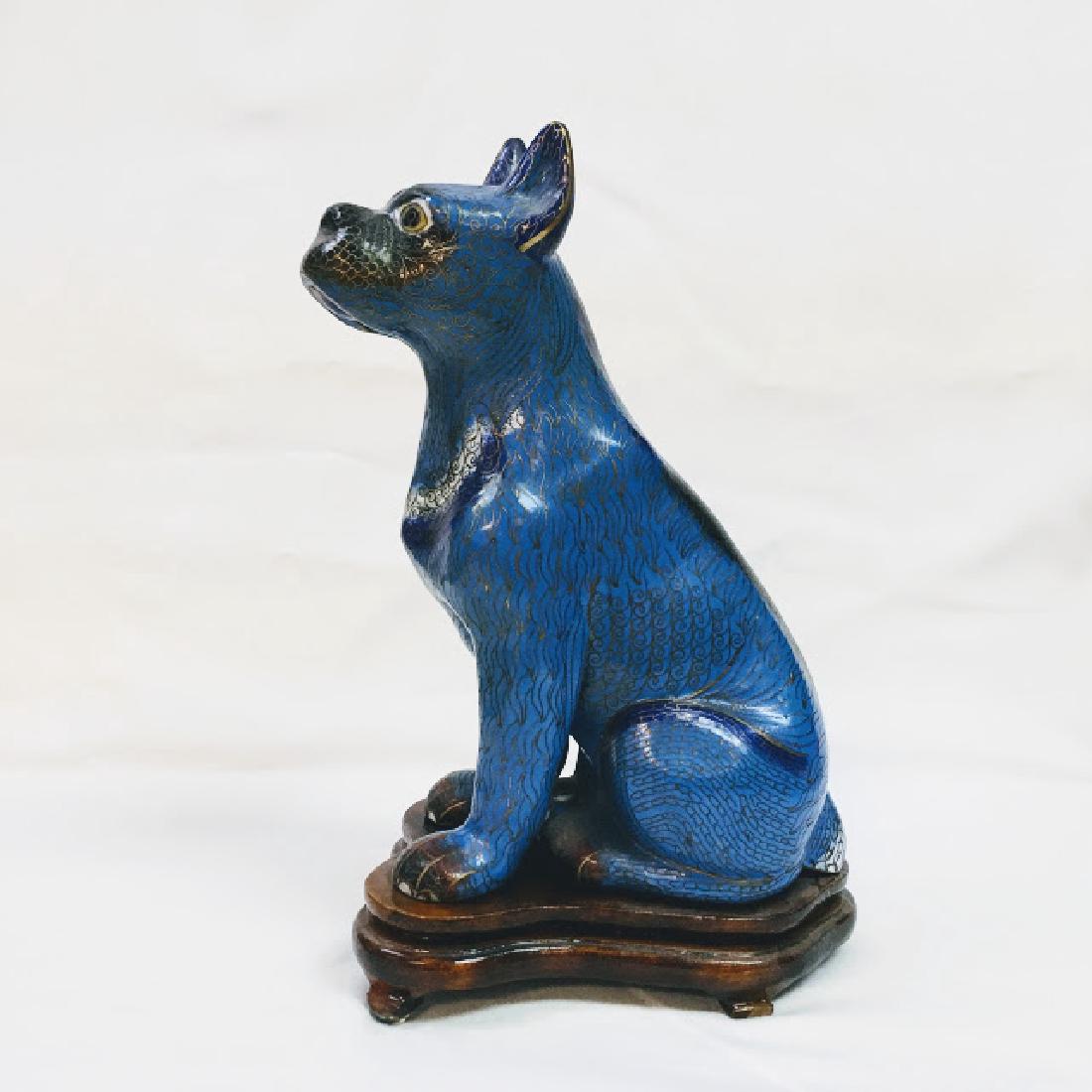 Vintage Cloisonne Boxer Dog blue and black 10.5 " (1 of 5)