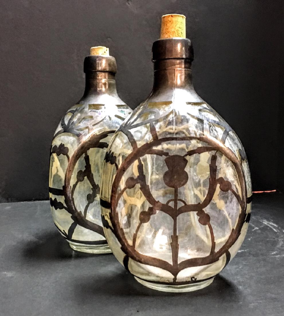 Art Nouveau Sterling Silver Overlay Glass Liquor (1 of 6)