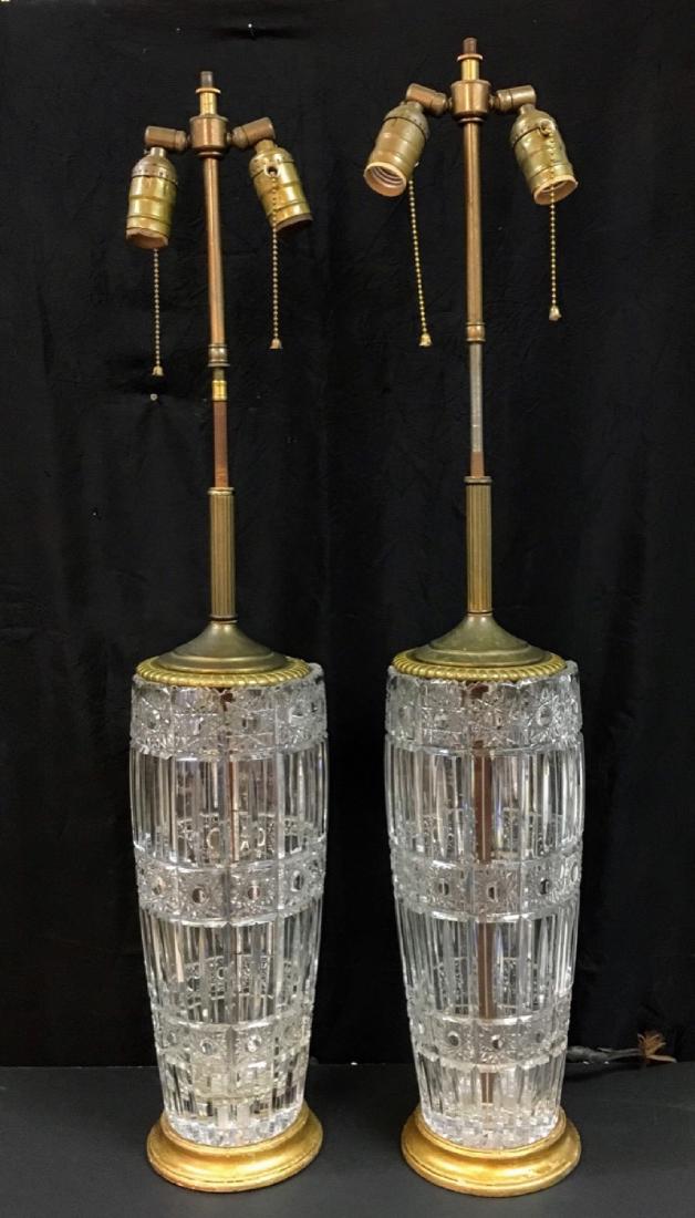 Vintage pair  of bronze and bohemian cut glass table (1 of 9)