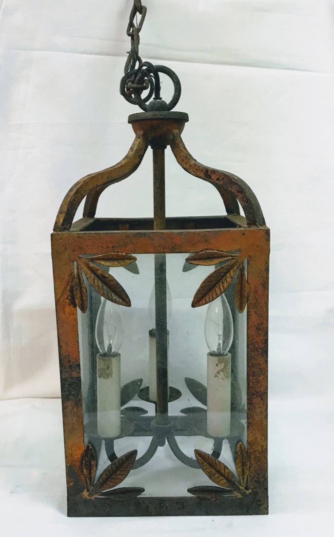 Antique  English Victorian Painted Cast Iron  Lantern (1 of 4)